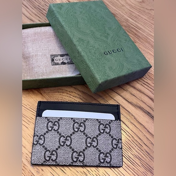 Gucci Card Case GG Supreme Kingsnake Print Beige/Ebony - Picture 4 of 9